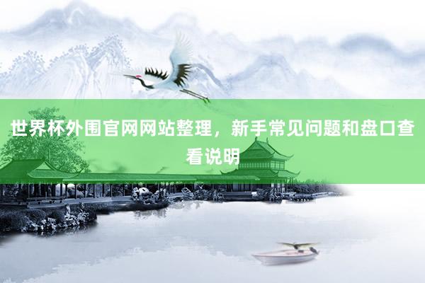 世界杯外围官网网站整理，新手常见问题和盘口查看说明